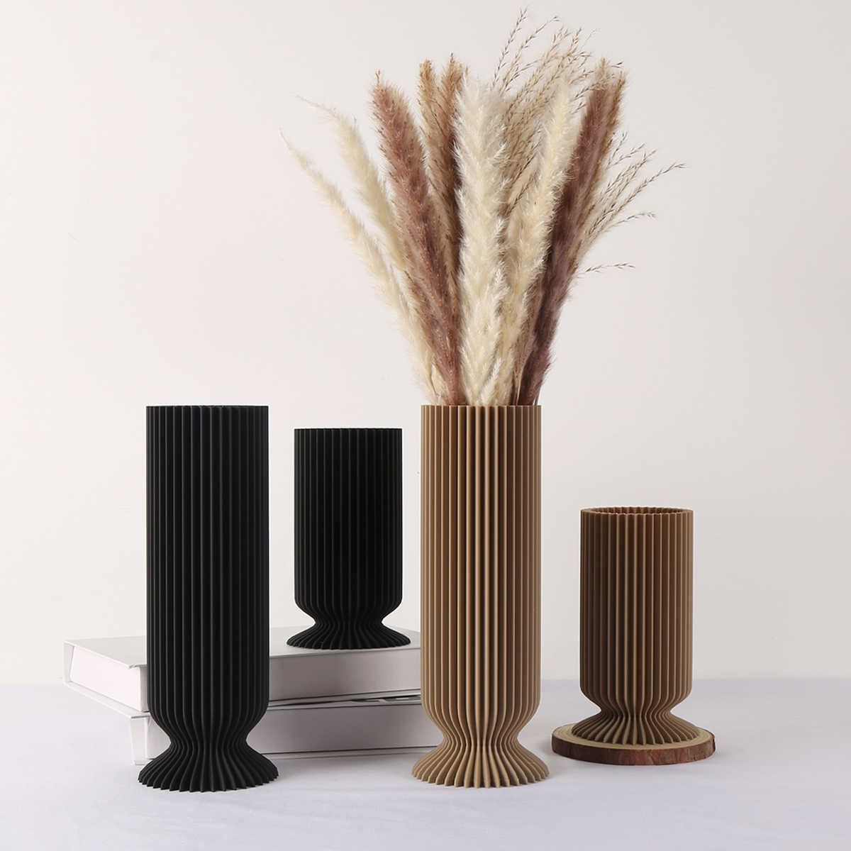 3D Printing Vase - Elegant Black Plastic Vase - Boho
