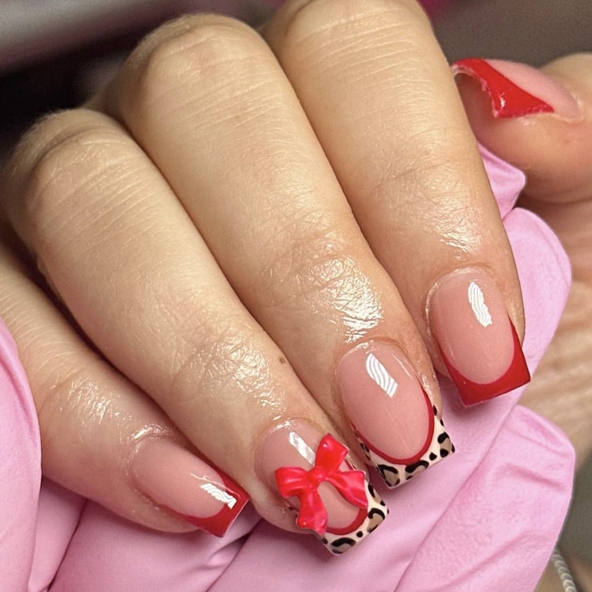 3D Printing App - 24pcs Red French Style Fake Nails