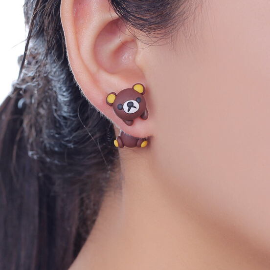 Handmade 3D Brown Bear Polymer – 3D Printing Earrings recenzja i cena
