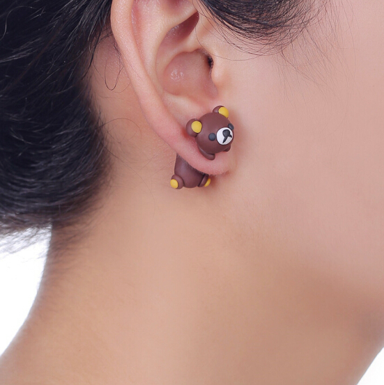 Handmade 3D Brown Bear Polymer – 3D Printing Earrings recenzja i cena