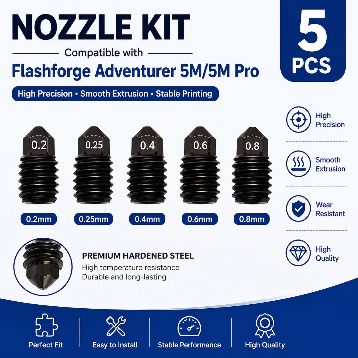 For Flashforge Adventurer 5M ( – Nozzle 0.4Mm Hardened recenzja i cena