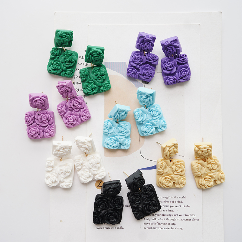 Solid Multi-Color Square Chip  – 3D Printing Earrings recenzja i cena
